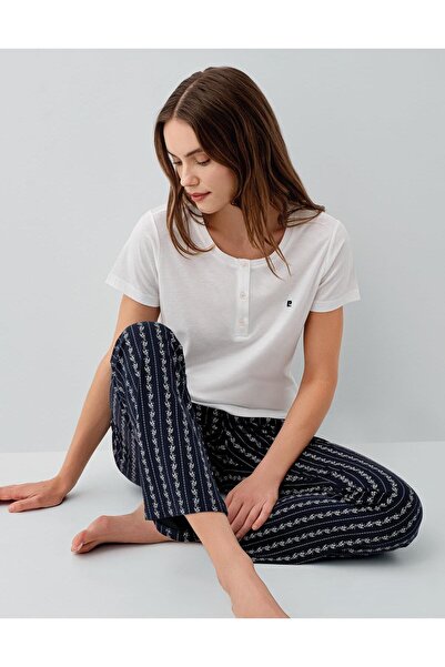 Pierre Cardin Women's Button down Short Sleeve Long Pajama Set 50% Cotton 50%...