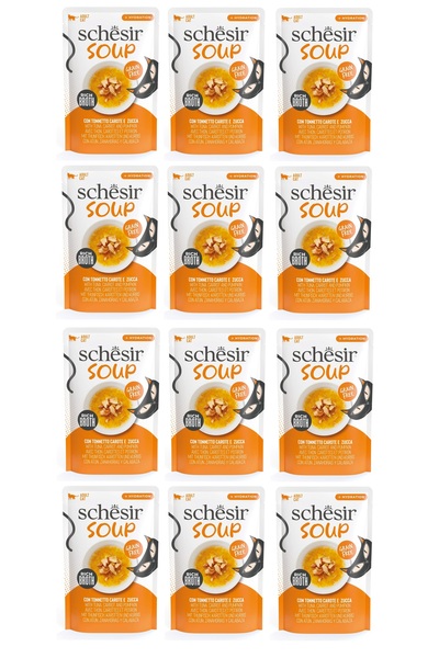 Schesir Soup Ton Balıklı ve Balkabaklı Yetişkin Kedi Çorbası Pouch 40 Gr. X 12 Adet