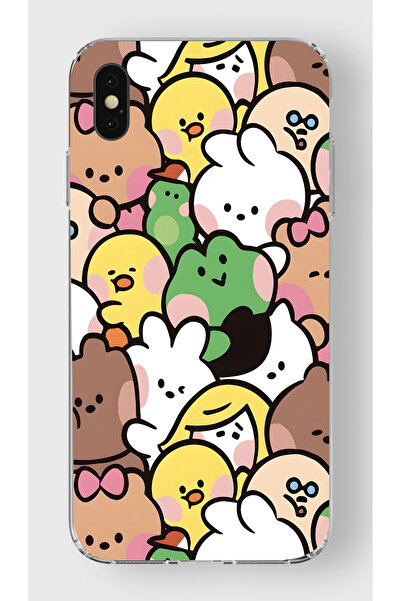 moonset Iphone X/XS Uyumlu Baskılı Yumuşak Silikon Şeffaf Telefon Kılıfı