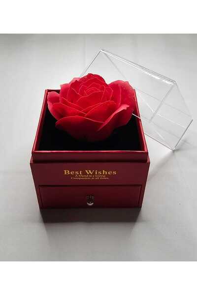 VİBE Artificial Rose in Box with Jewelry Drawer and Gift Bag