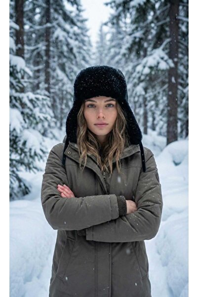 LAGRANZE قبعة شتوية نسائية فاخرة مبطنة بالفرو مع سماعات أذن