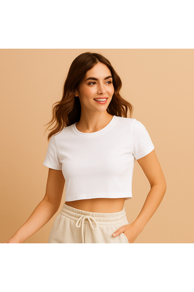 ALPİNGOMOU Women's Basic Short Sleeve Crop T-Shirt – Casual & Stylish Fit