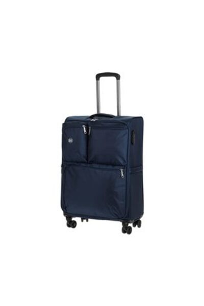 Jumbo Blue Trolley Suitcase with External Pockets 44 L