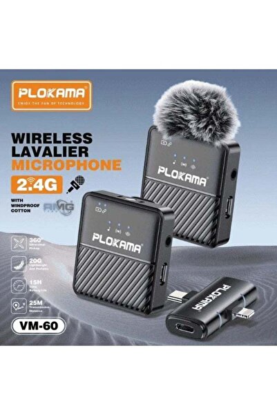 PLOKAMA VM-60 Wireless Lavalier Microphone | 2.4G | 360° Omnidirectional | 25...