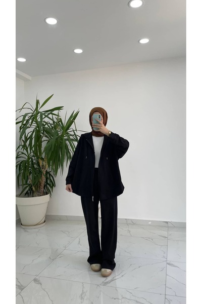 Minharir Set de bază cu glugă pentru femei, din două piese – Set cu croială l...