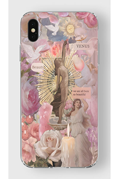 moonset Iphone X/XS Uyumlu Baskılı Yumuşak Silikon Şeffaf Telefon Kılıfı