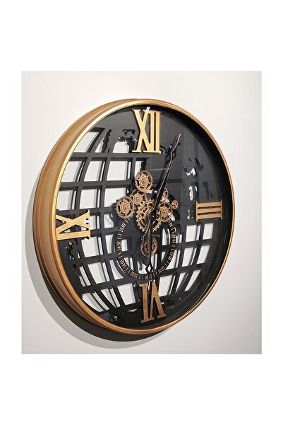 Store 80x80 cm Metal Çarklı Duvar Saati Özel Tasarım Endüstriyel Stil Dekor