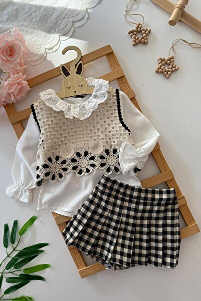 Minigimin Cicileri Set de 3 piese pentru fetiță cu bluză cu detaliu floral di...