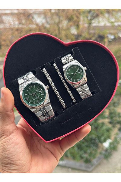 Tulpar Trendy Lover Couple Wristwatch Set with Calendar Function in Special D...