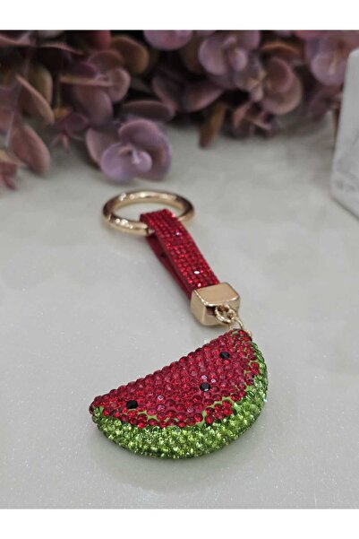 Handmade Karpuz Dilimli Taşlı Anahtarlık