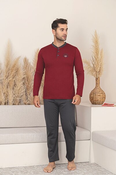 Asel Set de pijamale cu mânecă lungă din țesătură slim fit pentru bărbați