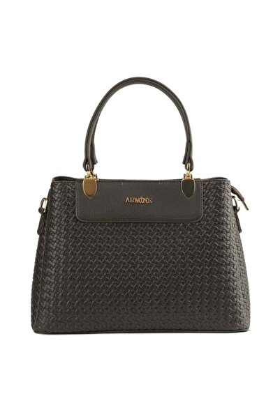 Armine 206 Women's Hand & Shoulder Knitted Pattern Bag Brown