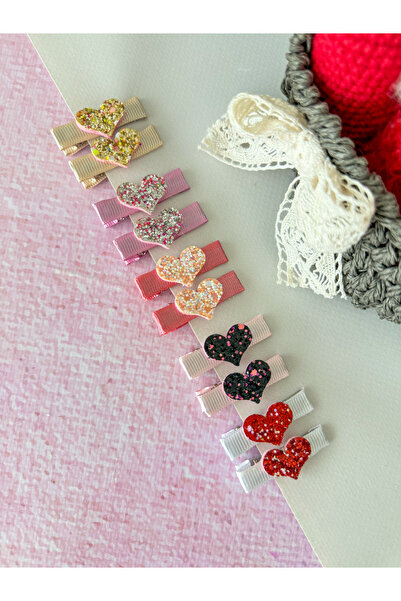 PURPLE'S BİR TUTAM MUTLULUK Handmade Design 10-Piece Glitter Heart Detailed B...