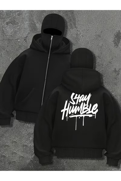 DİVİN سترة نينجا يونيسكس بقناع للوجه، كارديجان سميك بثلاث خيوط وحجم كبير