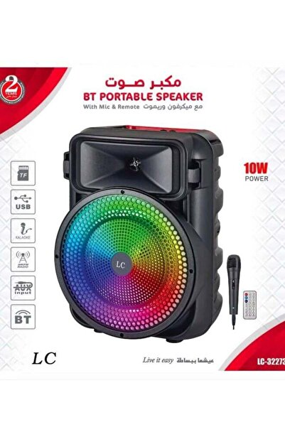 LC مكبر صوت بلوتوث محمول مزود بأضواء LED ملونة وميكروفون وجهاز تحكم عن بعد - ...
