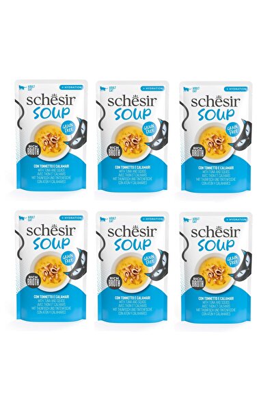 Schesir Soup Ton Balıklı ve Kalamarlı Yetişkin Kedi Çorbası Pouch 40 Gr. X 6 ...