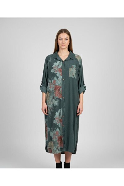 Rabiossa Women's Linen Long Shirt Dress