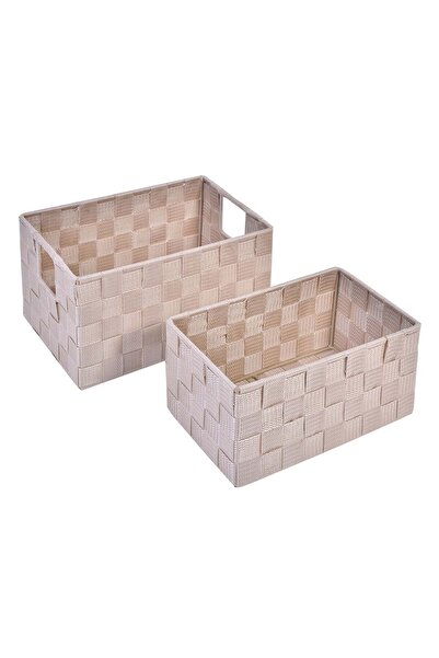 OEM Beige Woven Storage Basket (2 Sizes) - 2pcs