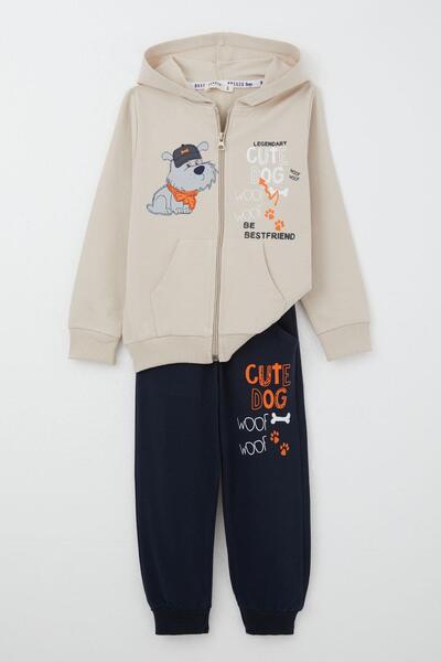 Breeze Boy's Tracksuit Set Cool Puppy Printed 1.5-5 Years Old, Beige