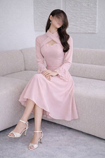 RWETA Soft pink dress with sleeves
