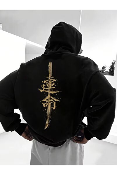 Touz Moda Samurai Printed Unisex Oversized Hooded Sweatshirt Hoodie