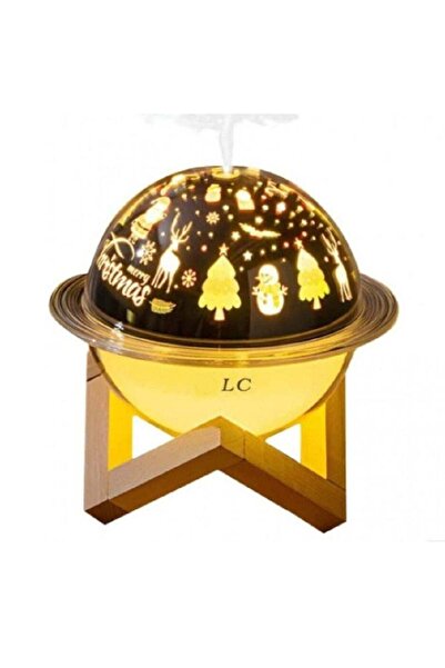 LC Moon Lamp Humidifier with Warm Light and Wooden Base