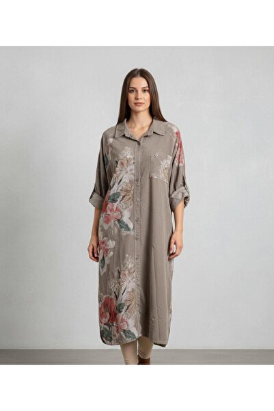 Rabiossa Women's Linen Long Shirt Dress