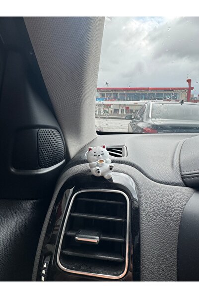 SHHOBİ Kahve İçen Şirin Kedi Torpido Süsü - Elinde Kahve Tutan Tatlı Kedi Ara...