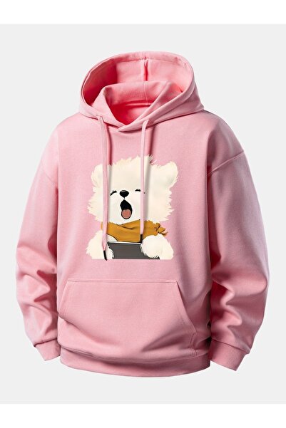 DİVİN Unisix Hoodie Printed Sweat Quality 3 Yarn Fabric Modern Oversized Cut