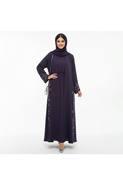 beyonday Dark purple abaya with embellishments