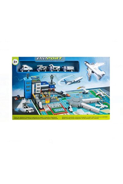 Lunix Pista Aeroport cu Avioane si 4 Masini – Set de Joaca Die‑Cast