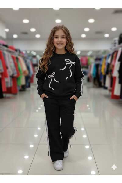 ELONKİDS طقم رياضي للفتيات من خيطين مع تفاصيل لؤلؤية