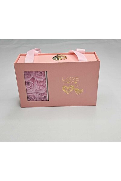 VİBE Cutie Cadou cu 6 Trandafiri Parfumați cu Compartiment pentru Bijuterii Roz