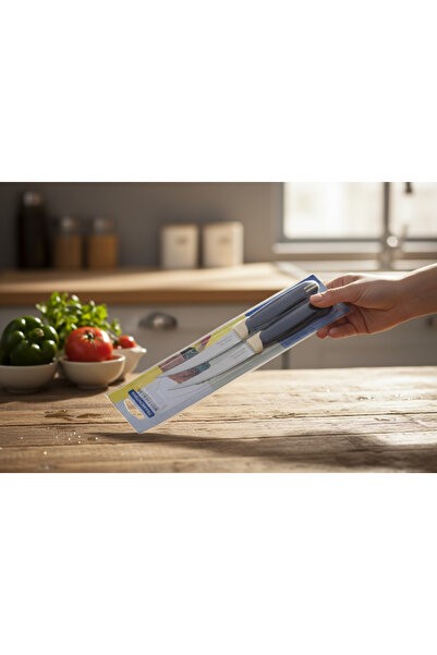 6-piece tramontina blue medium curved tip vegetable meat knife with handle