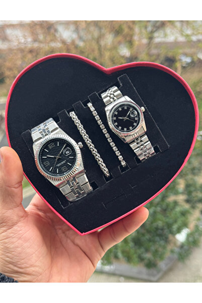 Tulpar Trendy Lover Couple Wristwatch Set with Calendar Function in Special D...