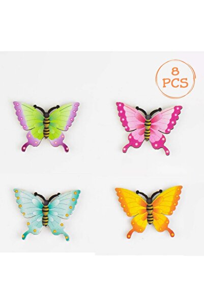 OEM Декоративни дървени стикери с пеперуди 3 см - 12 бр.