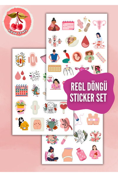 Kiraz Craft Period Tracker Regl Döngüsü Sticker Seti Bullet Journal & Planner...