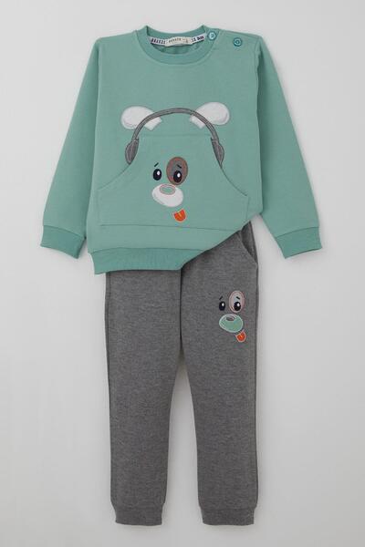 Breeze Baby Boy Tracksuit Set with Headphones, Puppy Embroidery, 9 Months-3 Y...