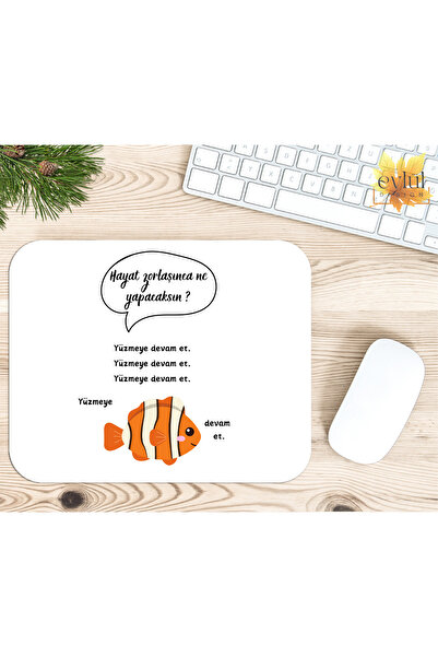 Eylül Design Keep Swimming Motivational Themed Colorful Printed Special Desig...