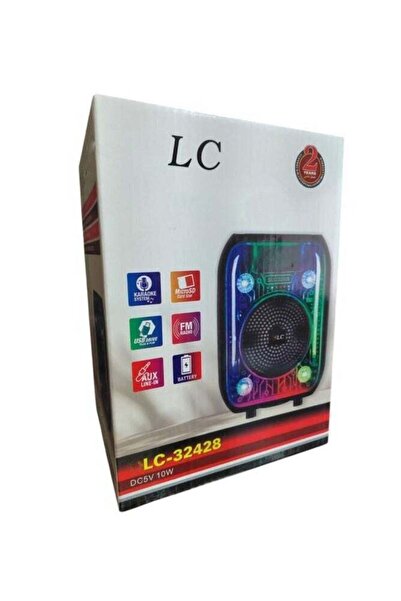 LC مكبر صوت بلوتوث محمول مزود بإضاءة LED وراديو FM ووظيفة كاريوكي