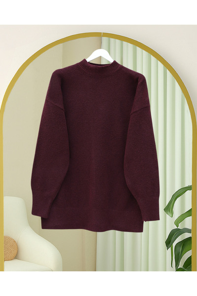Modamorfo Half-Throated Soft Casual Knit Sweater - Plum