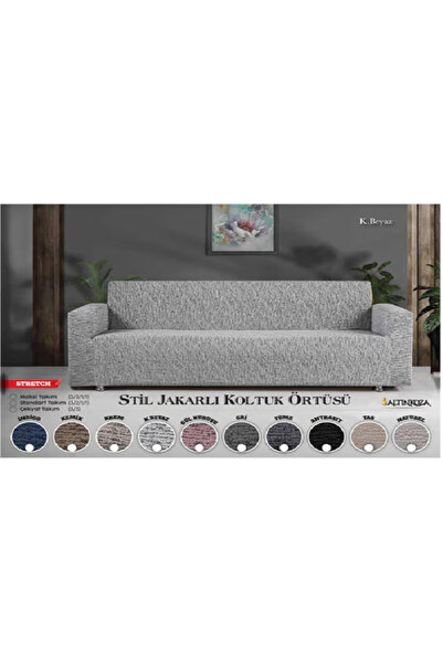 MATA ÇEYİZ Altınkoza Maksi Koltuk Çekyat Örtüsü (3+3+1+1) - Likralı - Lastikl...