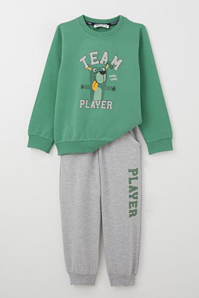 Breeze Boy's Tracksuit Set Player Puppy Printed 1-4 Years Old, Mint Green