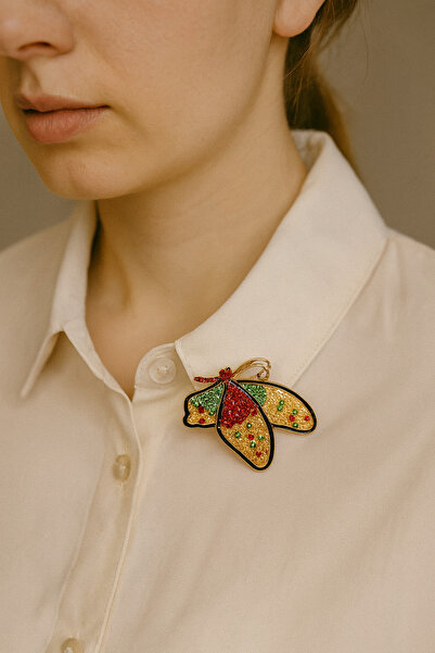 uğurlu dükkan Renkli Kelebek Kanatı iğneli Broş