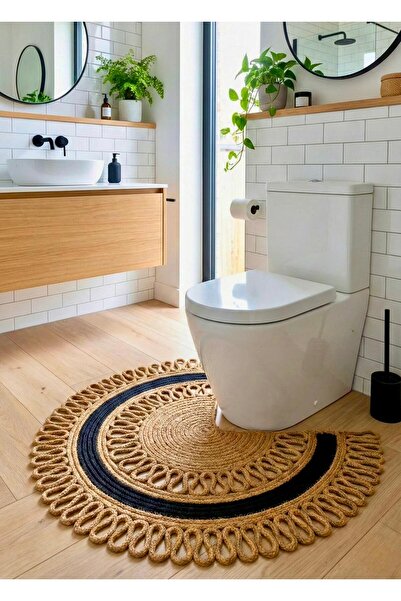 HomeTurko Hand Knitted Toilet Front Bath Mat, Stain and Odor Resistant, Bohem...