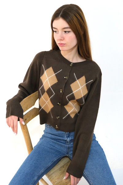 EFİL BAKLAVA DESEN CROP HIRKA