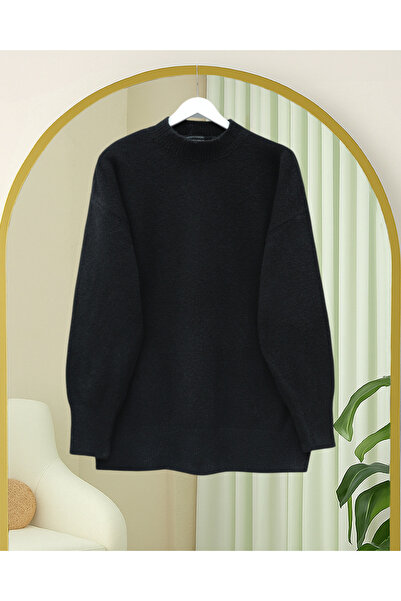 Modamorfo Half-Throat Soft Casual Knit Sweater - Black