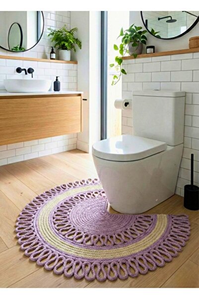 HomeTurko Hand Knitted Toilet Front Bath Mat, Stain and Odor Resistant, Bohem...