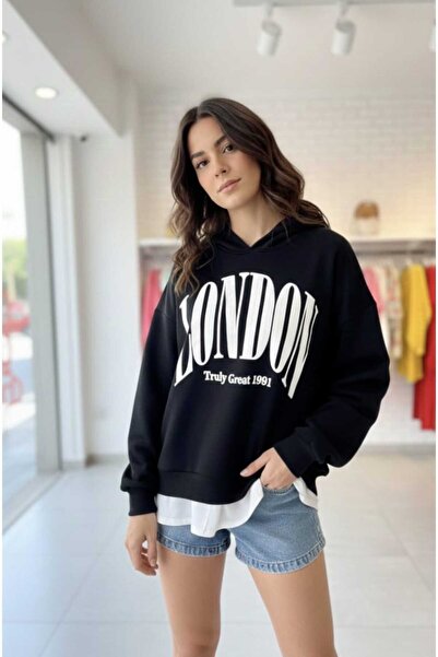 kikiriktekstil Γυναικείο φούτερ με κουκούλα και στάμπα σε μεγάλο μέγεθος, με ...