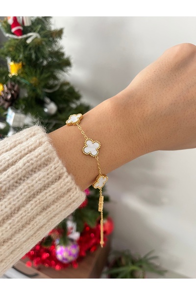 GUNESTAKI Mother-Of-Pearl Large White Clover Bracelet